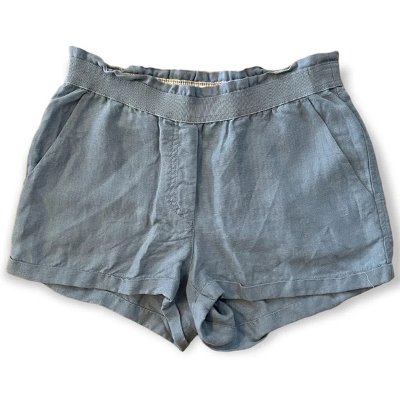 Aritzia Pants - Aritzia Wilfred Free Blue Linen Blend Shorts Womens Size 0 Pull On Pockets